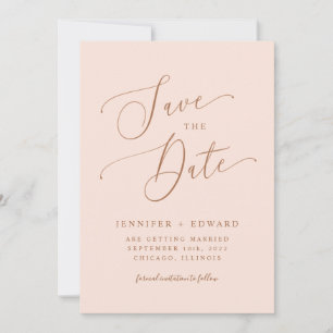 Blush Pink Moderne Minimal Save the Date