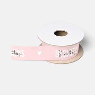 Blush Pink Moderne Monogram Markenbezeichnung Satinband