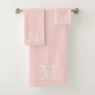 Blush Pink Moderne rustikale Monogram, Initial Badhandtuch Set