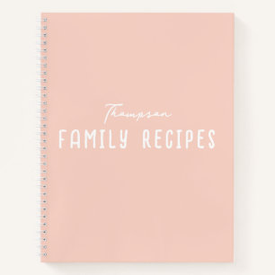 Blush Pink Moderne Skriptkochfamilie Rezept Notizbuch