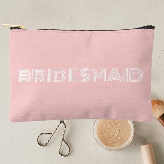 Blush Pink Moderne Typografie Bridesmaid Zubehörtasche (In Situ Makeup)