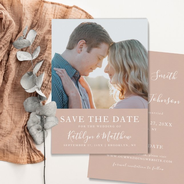 Blush Pink Moderne Typografie Einfaches Foto Hochz Save The Date (Von Creator hochgeladen)