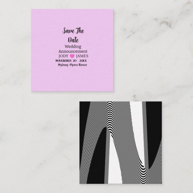 Blush Pink Moderne Typografie-Hochzeitsankündigung Begleitkarte (Vorne/Hinten)