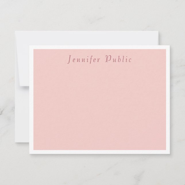 Blush Pink Moderne Vorlage Elegante Kalligraphie (Vorderseite)
