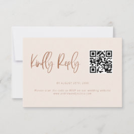 Blush Pink Moderner QR-Code für Minimalistische Ho RSVP Karte