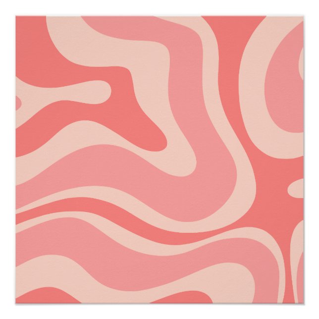 Blush Pink Moderner Retro Liquid Swirl Abstrakt Poster (Vorderseite)