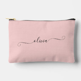 Blush Pink Modernes Chic Script Personalisiert Zubehörtasche