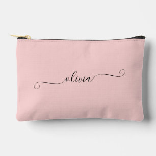 Blush Pink Modernes Chic Script Personalisiert Zubehörtasche
