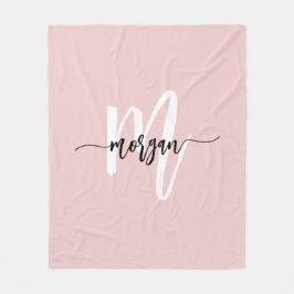 Blush Pink Modernes Script Name Girl Monogram Fleecedecke