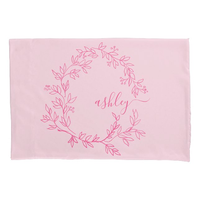 Blush Pink Modernes Script Name Girl Monogram Kissenbezug (Vorderseite)