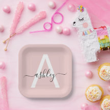 Blush Pink Modernes Script Name Girl Monogram