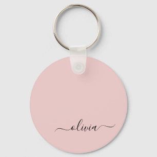 Blush Pink Modernes Script Name Girl Monogram Schlüsselanhänger