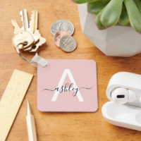 Blush Pink Modernes Script Name Girl Monogram