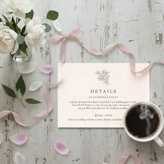 Blush Pink Monogram Details Enclosure Card Begleitkarte (Blush Pink Monogram Details Enclosure Card)