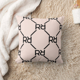 Blush Pink Monogram Girly Initial Luxury Pattern Kissen