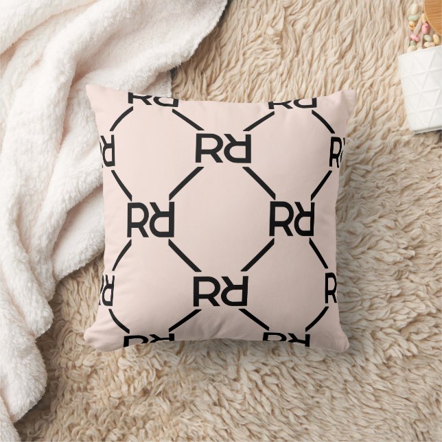 Blush Pink Monogram Girly Initial Luxury Pattern Kissen (Decke)