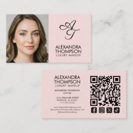 Blush Pink Monogram Makeup Qr Code Social Icon Visitenkarte