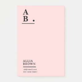 Blush Pink Monogram Modern Design Post-it Klebezettel