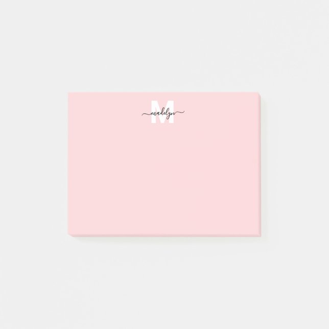 Blush Pink Monogram Post-it Klebezettel (Vorderseite)