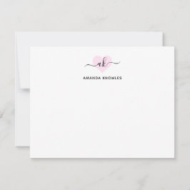 Blush Pink Monogram Simple Minimalistisch Girl Hea Mitteilungskarte