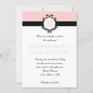 Blush Pink Monogramm Hochzeitseinladung Einladung