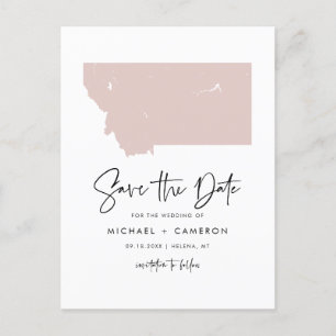 Blush Pink Montana Karte Modern Script Save the Da