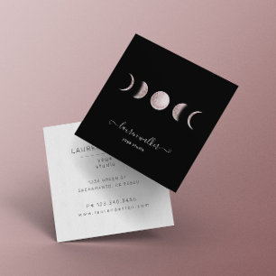 Blush Pink Moon Phasen Yoga Studio Business Card Quadratische Visitenkarte