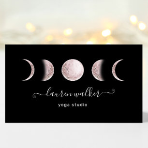 Blush Pink Moon Phasen Yoga Studio Business Card Visitenkarte