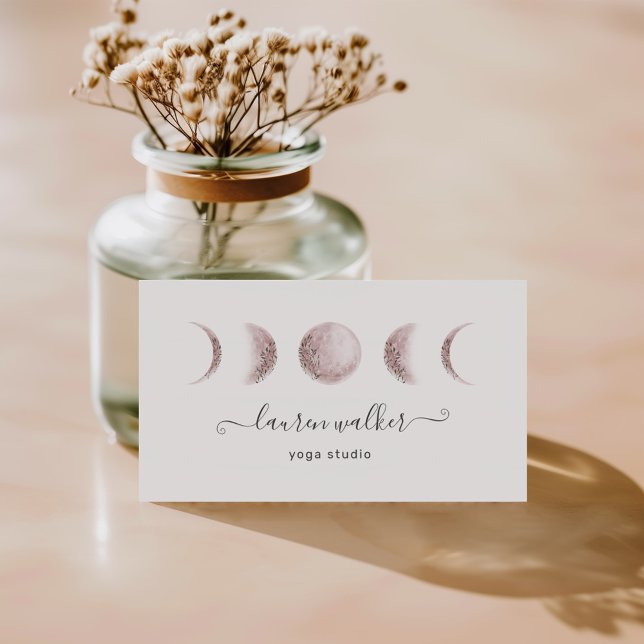 Blush Pink Moon Phasen Yoga Studio Business Card Visitenkarte (Von Creator hochgeladen)