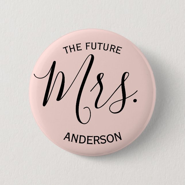 Blush Pink Mrs. Brautparty Button (Vorderseite)