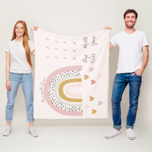 Blush Pink Mute Rainbow Monthly Baby Milestone Fl Fleecedecke