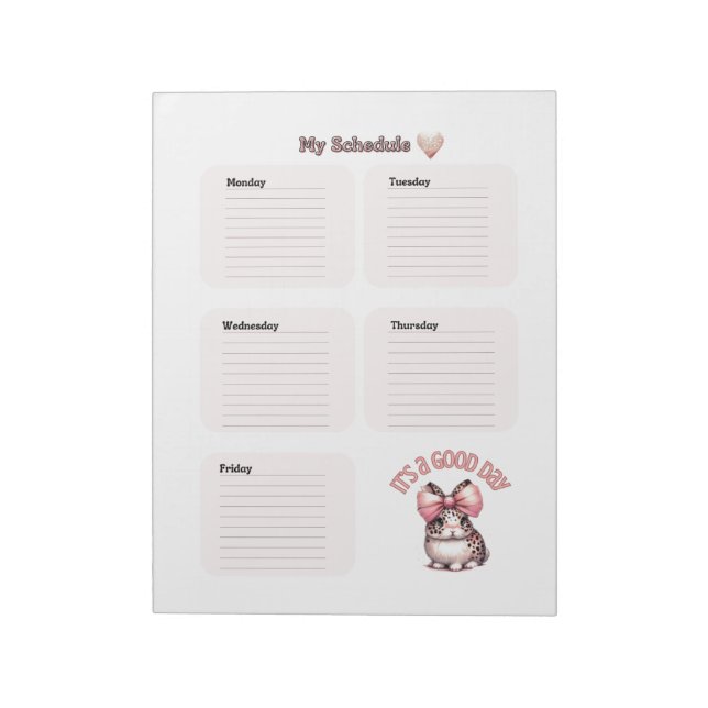 Blush Pink My Schedule Daily Planner Notepad Notizblock (Rotiert)