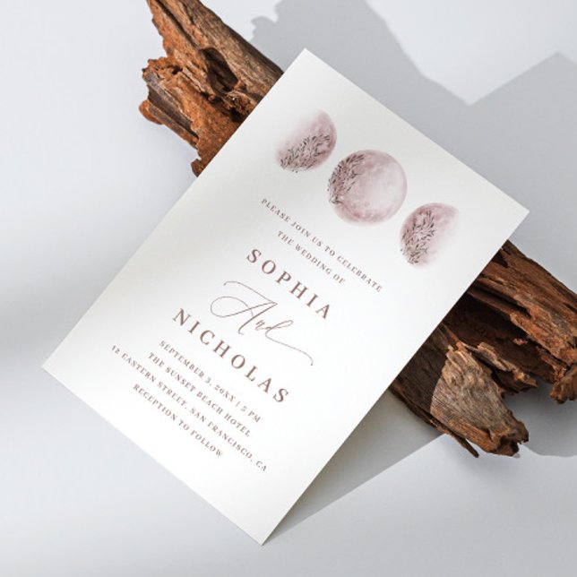 Blush Pink Mystical Moon | Elegantes Foto Hochzeit Einladung (Von Creator hochgeladen)