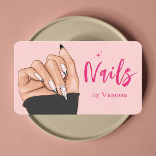 Blush Pink Nail Artist Salon Qr Code Business Card Visitenkarte