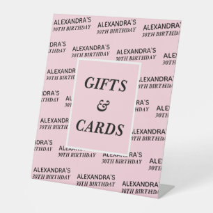 Blush Pink Name Age Geburtstagsgeschenke und Karte Sockelschild