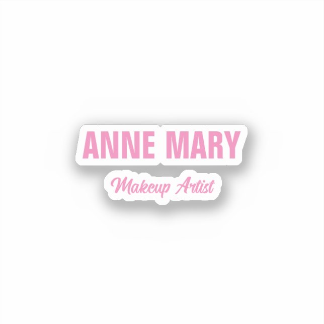 Blush Pink Name Makeust Künstlergeschäft individue Aufkleber (Vorderseite)