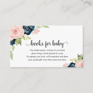 Blush Pink Navy Blue Floral Baby Dusche Begleitkarte