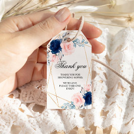 Blush Pink & Navy Blue Floral Geschenk Tag Geschenkanhänger