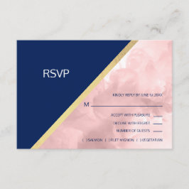 Blush Pink Navy Blue UAWG Wedding RSVP Karte