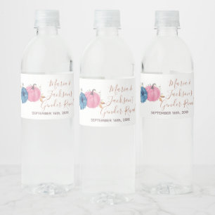 Blush Pink & Navy Kürbis-Geschlechtsenthüllung Wasserflaschenetikett