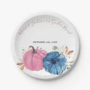 Blush Pink & Navy Pumpkin Rustikale Flora Pappteller