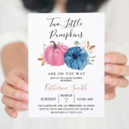 Blush Pink & Navy Zwei kleine Pumpkin Baby Dusche  Einladung