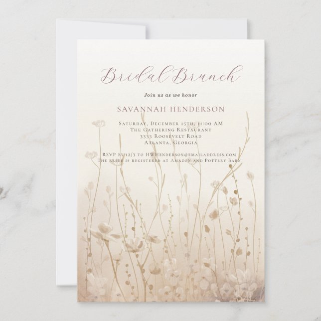 Blush Pink Neutral Bridal Brunch Dusche Einladung (Vorderseite)
