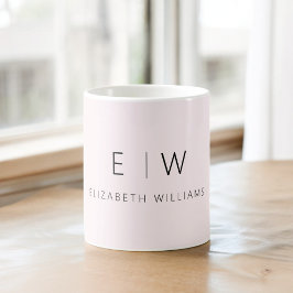Blush Pink Neutral Minimalistisch Monogramm Name Kaffeetasse