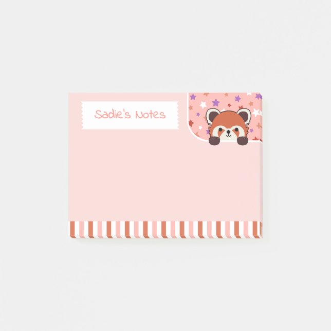 Blush Pink Niedlich Red Panda Peekabo Ihre Anmerku Post-it Klebezettel (Vorderseite)