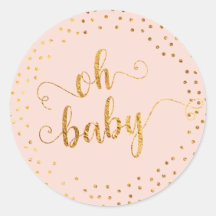 Blush Pink "Oh Baby" Imitate Gold Foil Confetti