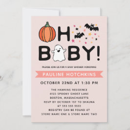 Blush Pink Oh Baby Pumpkin Halloween Baby Dusche Einladung