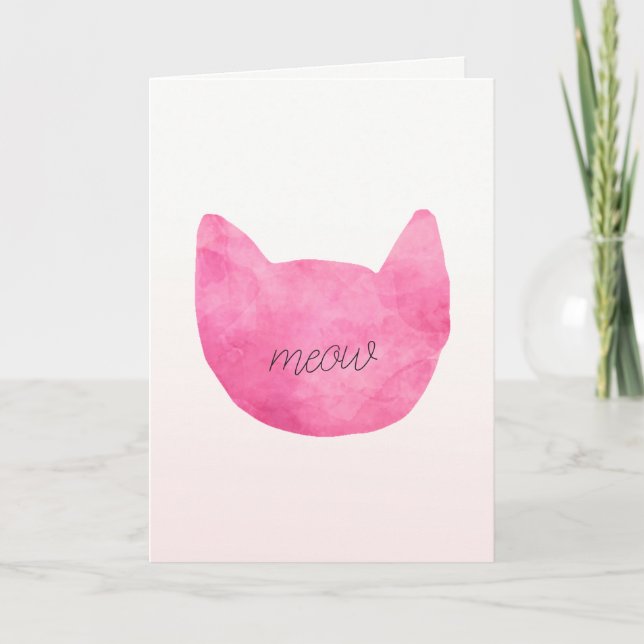 Blush Pink Ombre Cat Karte (Vorderseite)