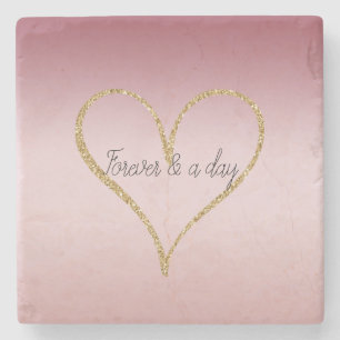Blush Pink Ombre Glitzer Gold Liebe Forever Steinuntersetzer