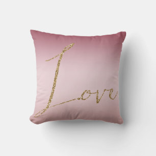 Blush Pink Ombre Glitzer Gold Liebe Kissen